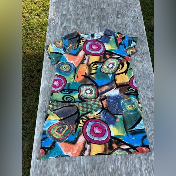 Emery rose colorful retro dress size large fall unique it girl swirl cotton - Picture 1 of 9